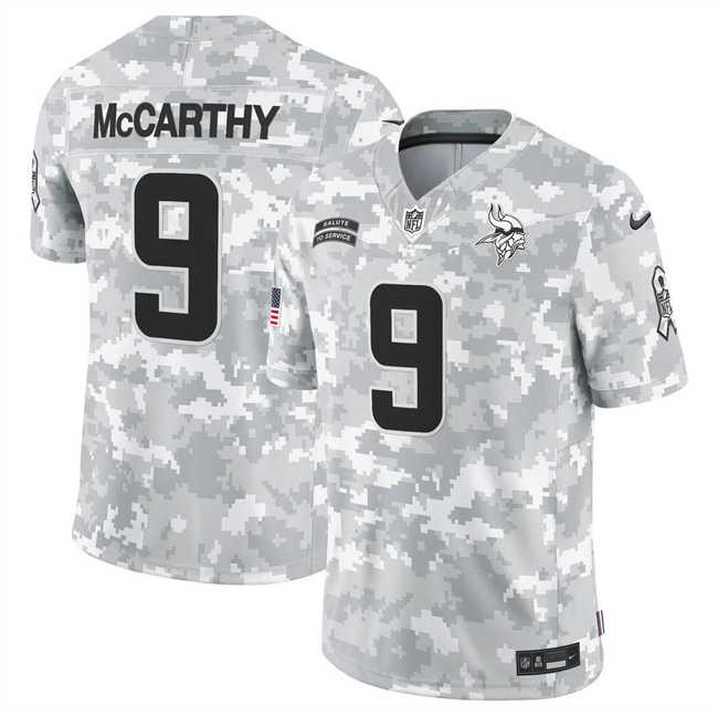 Men%27s Minnesota Vikings #9 J.J. McCarthy 2024 F.U.S.E Arctic Camo Salute To Service Limited Stitched Jersey Dyin->minnesota vikings->NFL Jersey